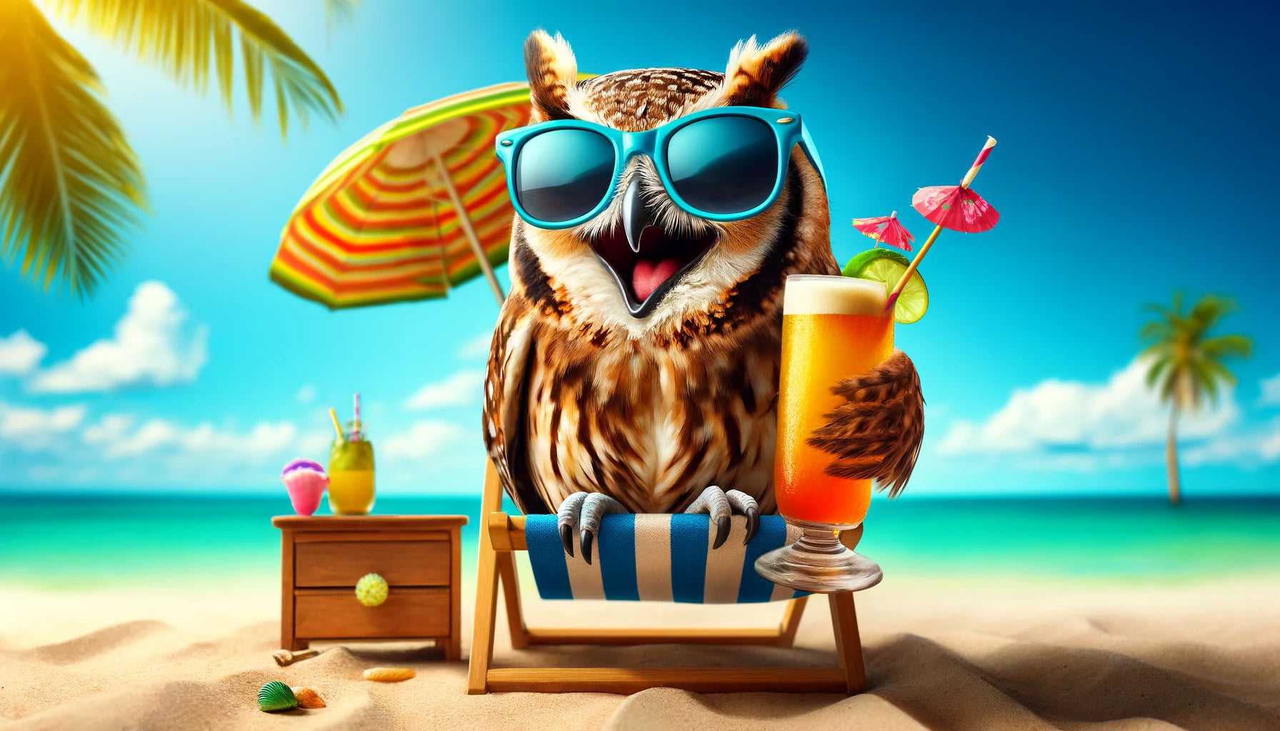 Funny Beach Owl
